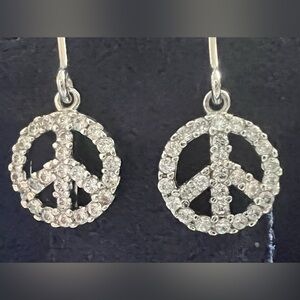Dainty Peace Sign Dangle Earrings
